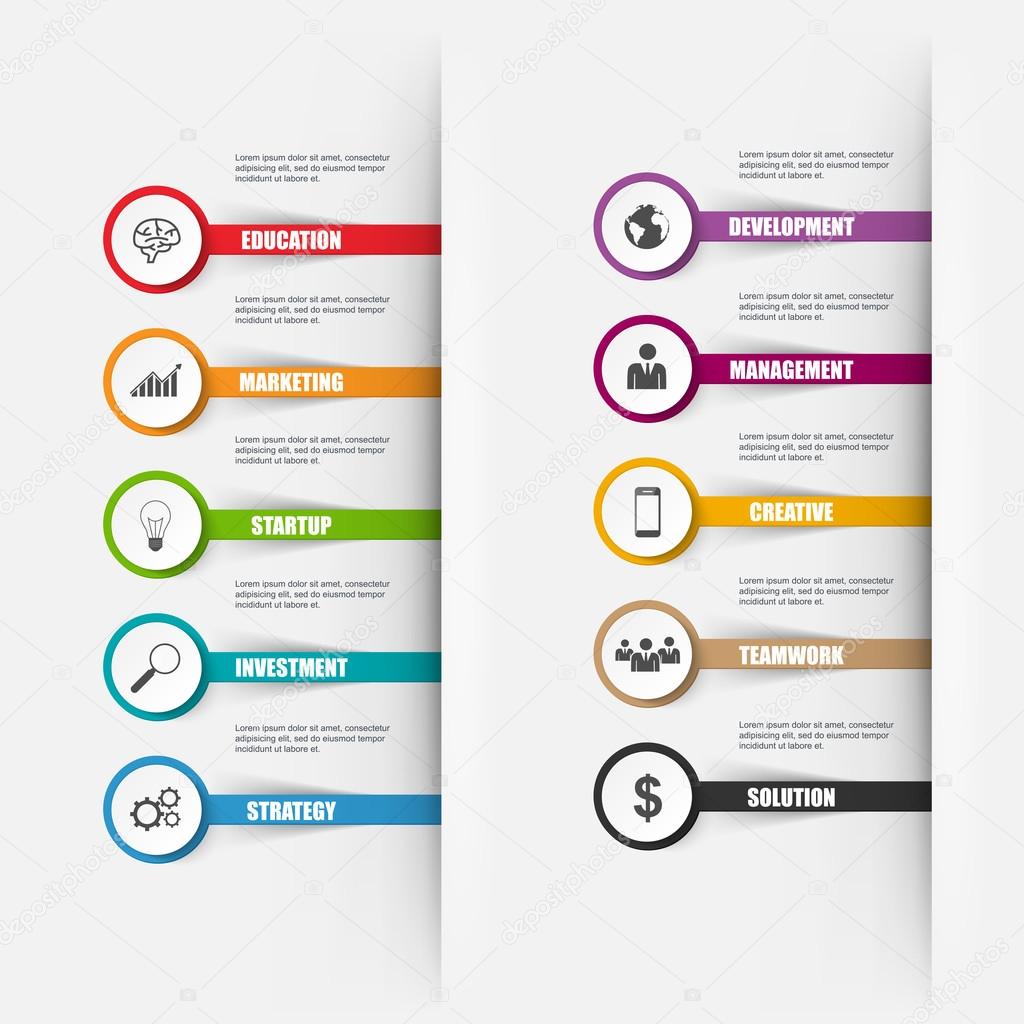 Infographics number options. Can be used for workflow layout, data visualization