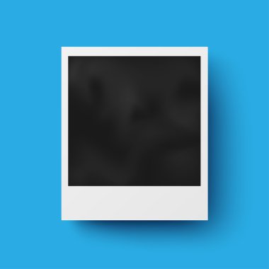 Mavi arka plan üzerinde gölgeli gerçekçi fotoğraf çerçevesi