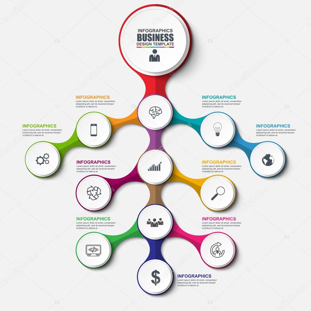 Abstract 3D business tree Infographic. Can be used for workflow layout, data visualization, business concept with 12 options, parts, steps or processes, banner, cycle diagram, chart, web design.