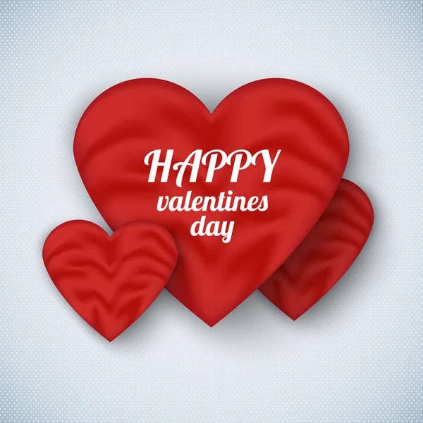Aftelkalender voor Valentijnsdag poster met realistische zijde hart en lint. Kan worden gebruikt voor e-commerce, winkel, e-winkelt, folders, affiches, webdesign en drukwerk. — Stockvector
