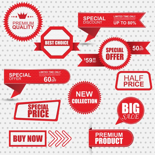 Set of commercial sale stickers, labels and banners — Stock Vector