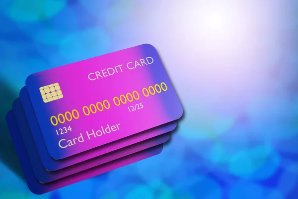 Several abstract credit cards. The problem of debt repayment. Different lending options. The creditworthiness of the population. Too many credits. A place for text next to credit cards. 3d rendering