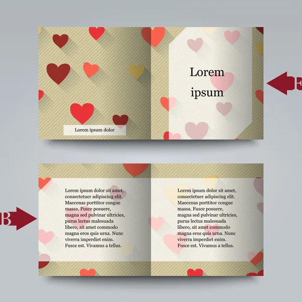 Brochure sjabloon met liefde achtergrond. — Stockvector