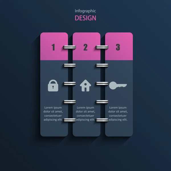 Kladblok sjabloon met infographics ontwerp. — Stockvector