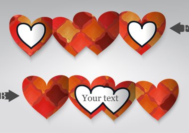 kalp şeklinde şablon tebrik kartı. 