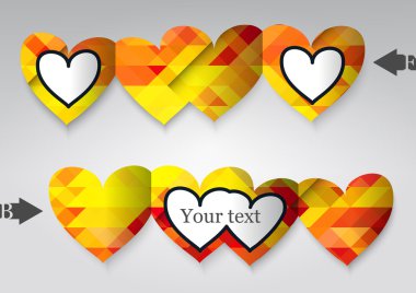 kalp şeklinde şablon tebrik kartı. 