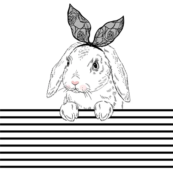 Мила дівчина кролика з мереживними вухами — стоковий вектор