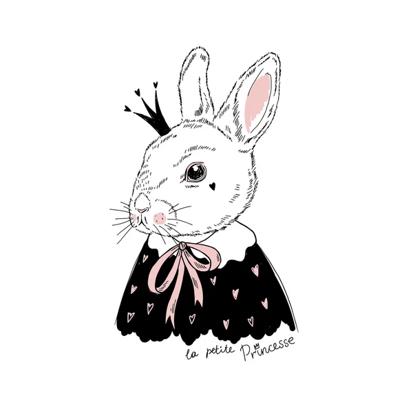 Mignon portrait de lapin princesse — Image vectorielle