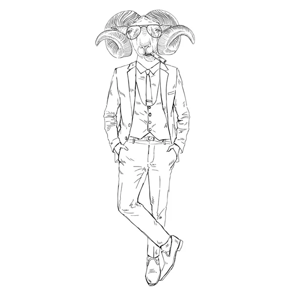 Человек-баранина, одетый в стиле ретро — стоковый вектор