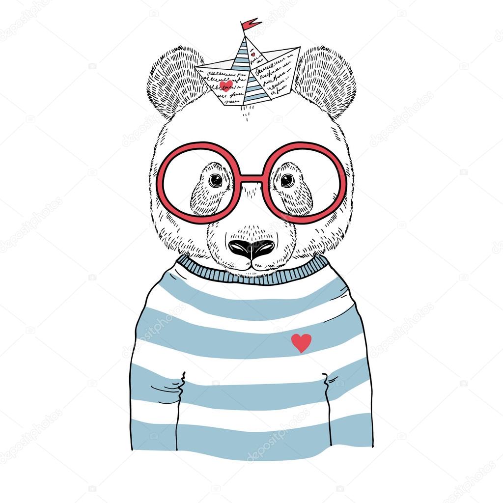 panda sailor illustration