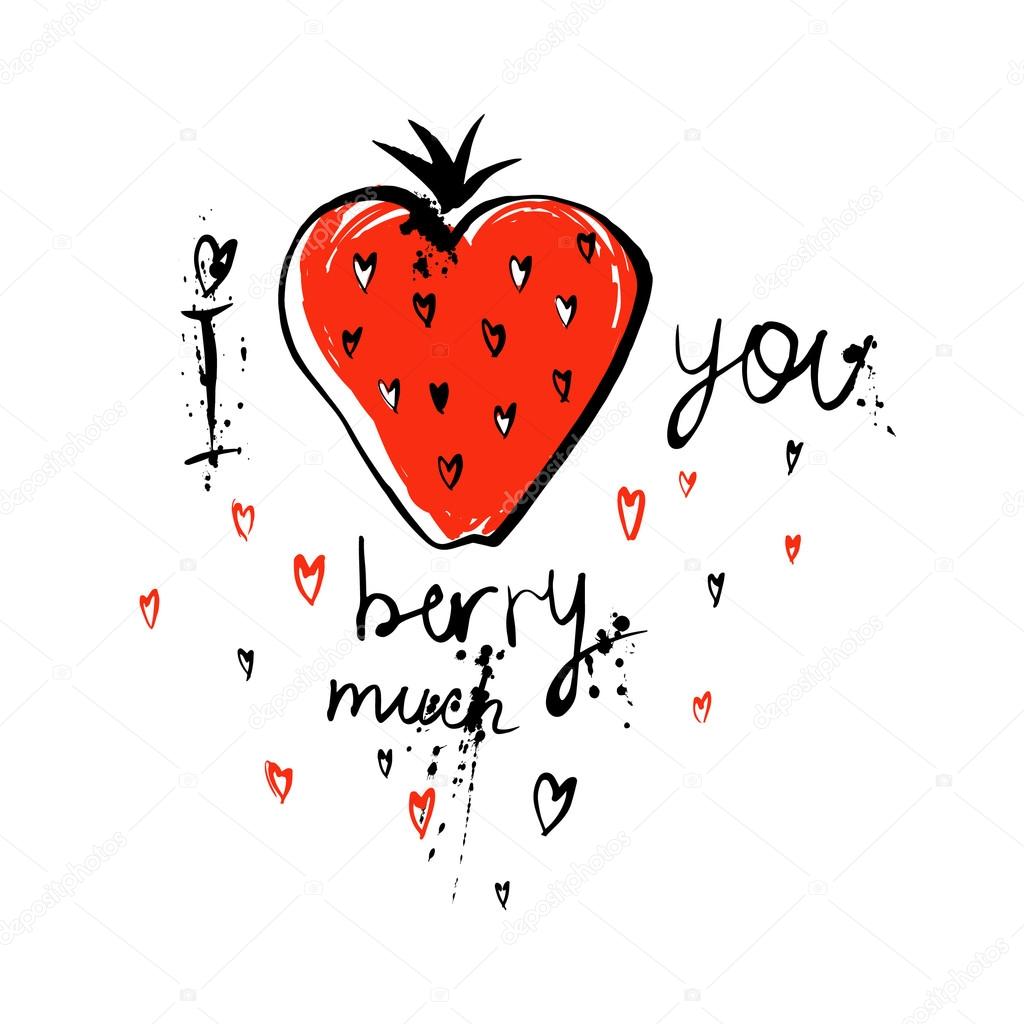 I love you berry much quote — Stock Vector