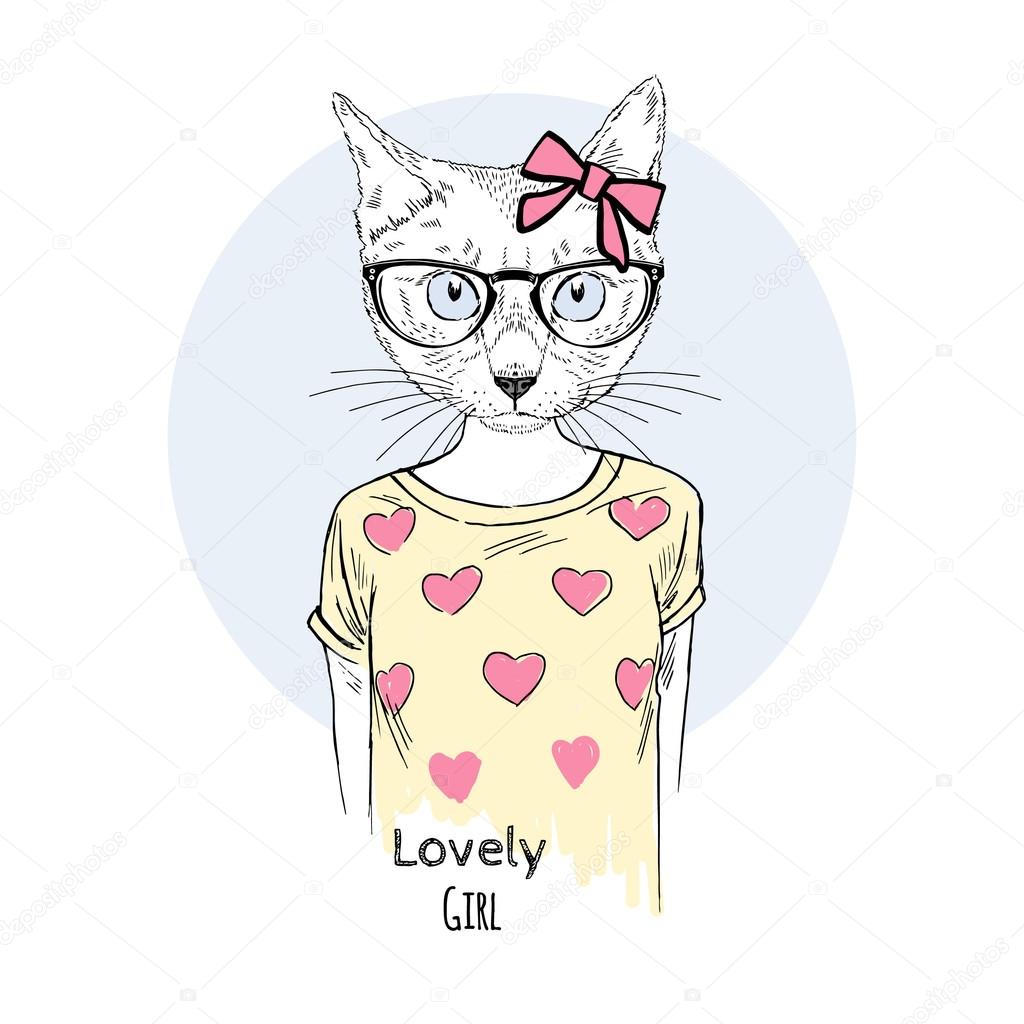 cute kitty girl hipster