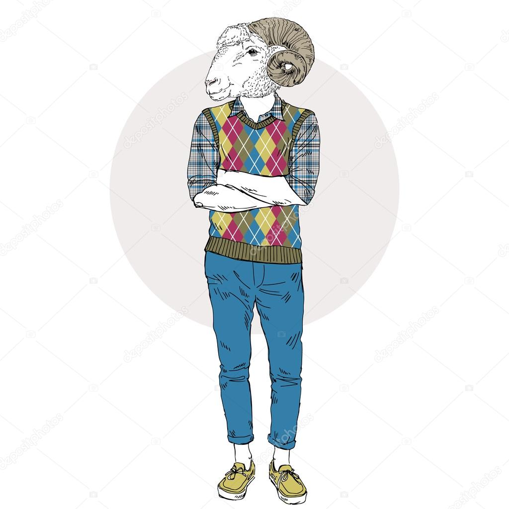 mutton hipster illustration