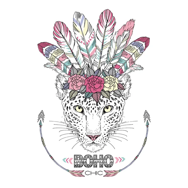 Leopard boho chic — Stock Vector