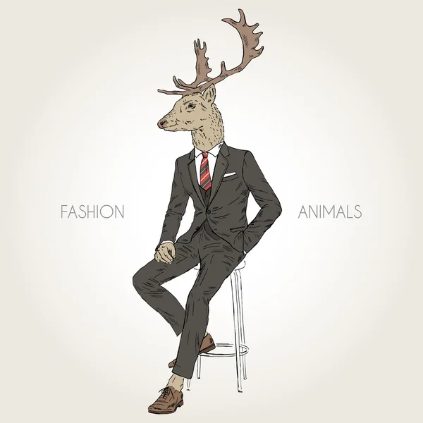 Deer wearing office suit — Stock Vector