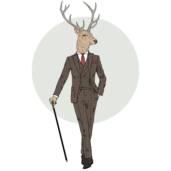 Elegant deer gentleman — Stock Vector