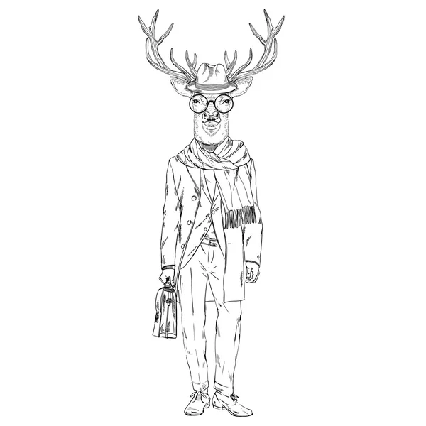 Cervo vestito con cappotto — Vettoriale Stock