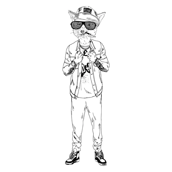 Zorro en estilo hip hop — Vector de stock