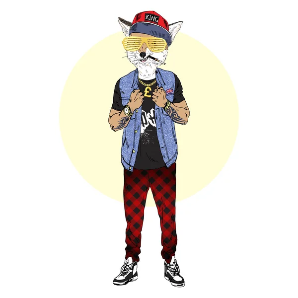 Renard dans le style hip hop — Image vectorielle