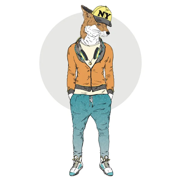 Sportif tarzda giyinmiş fox — Stok Vektör