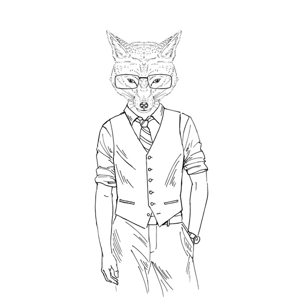 Fox gekleed in office stijl — Stockvector