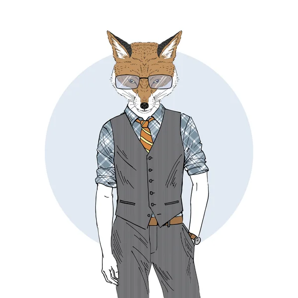 Fox gekleed in office stijl — Stockvector