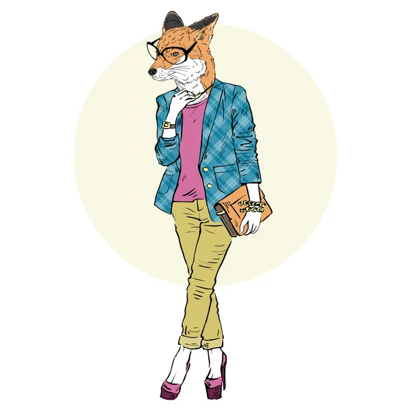 Fox meisje in casual stad stijl — Stockvector