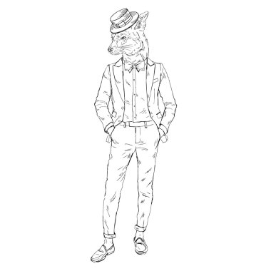  Şık takım elbise giymiş fox