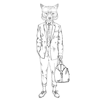 Yaz takım elbise giymiş fox  