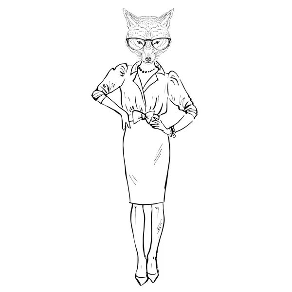 Foxy girl im büro stil — Stockvektor