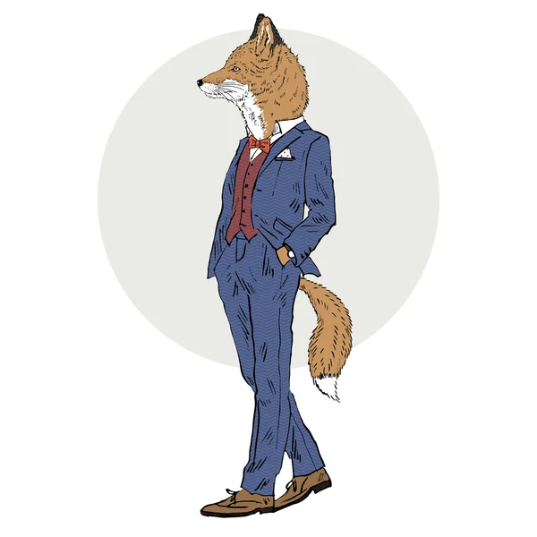 Fox dressed up in classic suit — Stock Vector