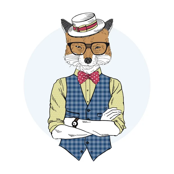 Fox in retro Amerikaanse stijl — Stockvector