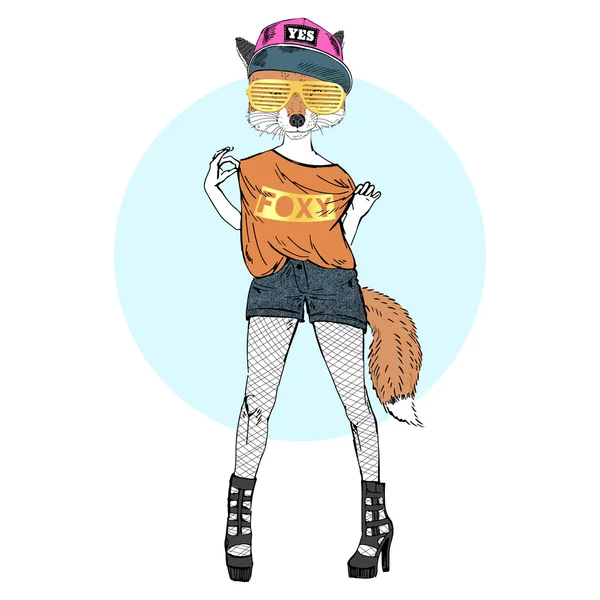 Fox teen in swag style — Stock Vector