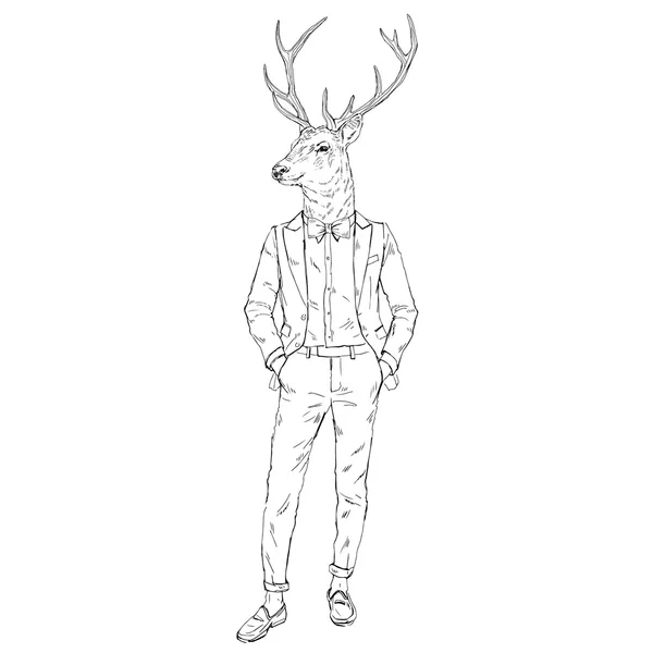 Cerf en costume tendance — Image vectorielle