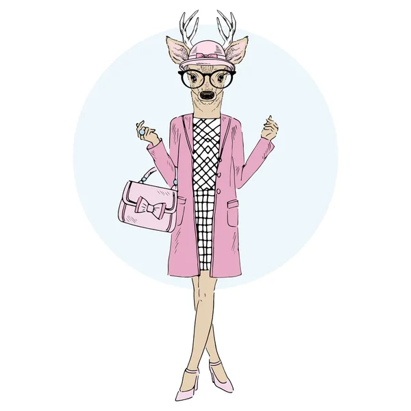Rapariga de veado em rosa . —  Vetores de Stock