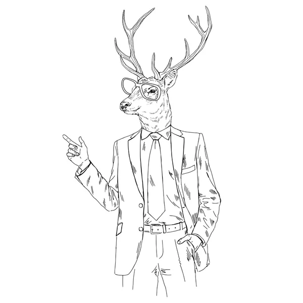 Cerf habillé en costume d'affaires — Image vectorielle