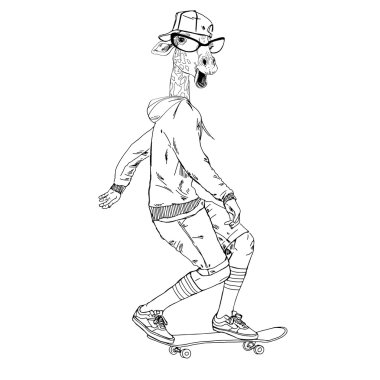 bir kaykay üzerinde sürme zürafa çocuk