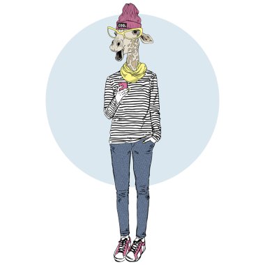 zürafa genç kız ile hareket eden telefon