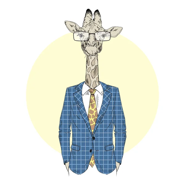 Jirafa hombre vestido con estilo de oficina — Vector de stock