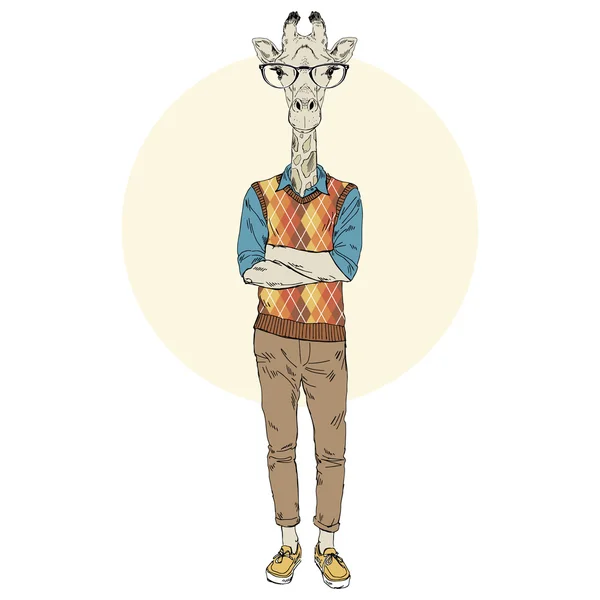 Geek jirafa hipster — Vector de stock