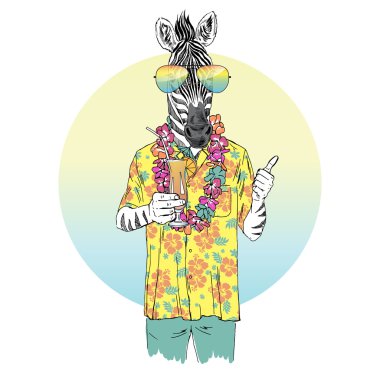 Zebra aloha gömlek giymiş