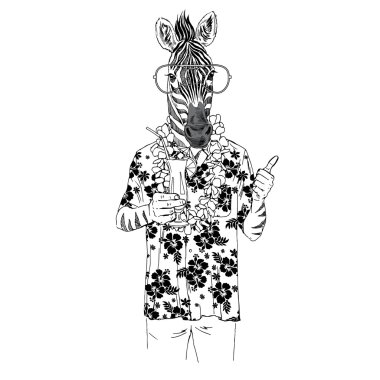 Zebra aloha gömlek giymiş