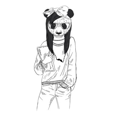 sevimli panda kız kılığına girmiş