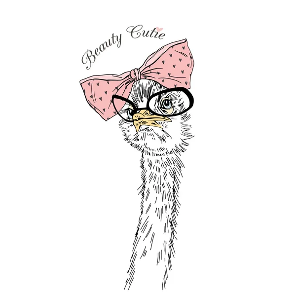 Lindo avestruz hipster — Archivo Imágenes Vectoriales