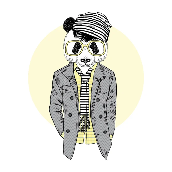 Panda chico vestido hasta — Vector de stock