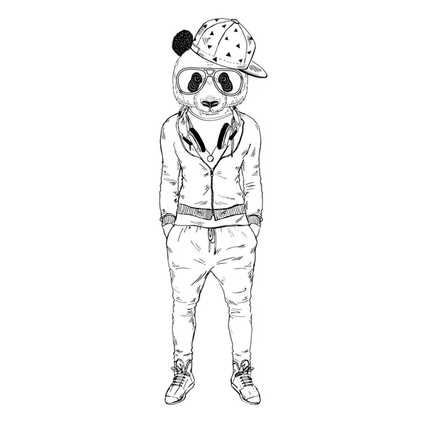 Panda chico vestido hasta — Vector de stock