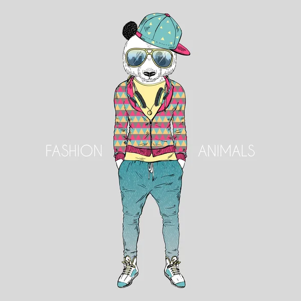 Panda boy dressed up — Stock Vector