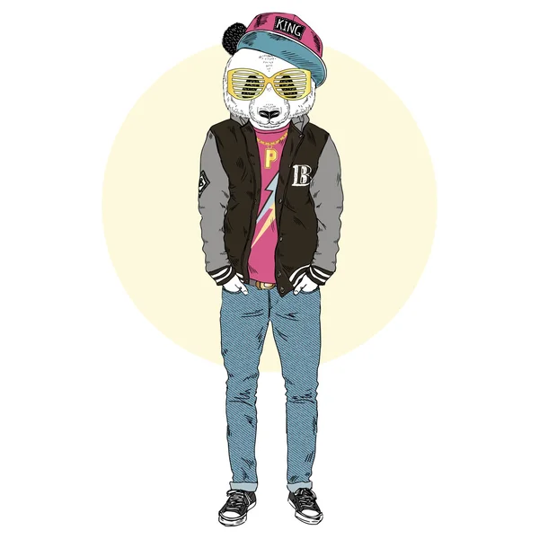 Panda chico vestido hasta — Vector de stock