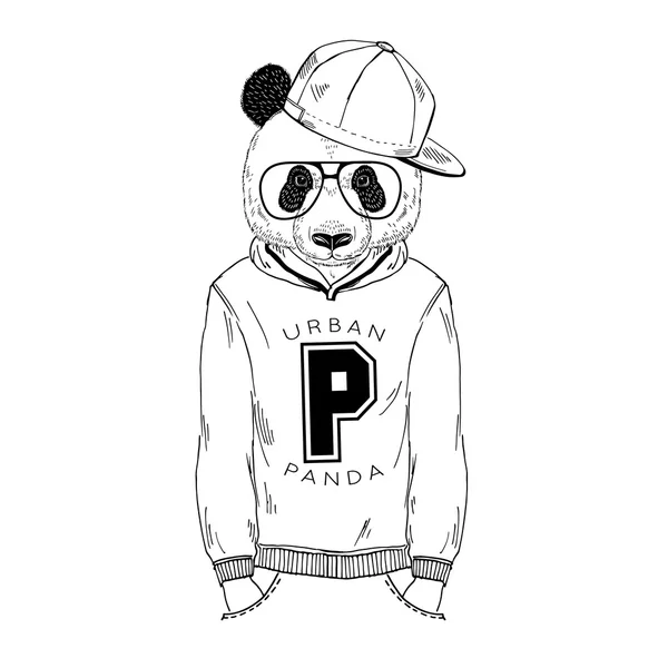 Panda chico vestido hasta — Vector de stock