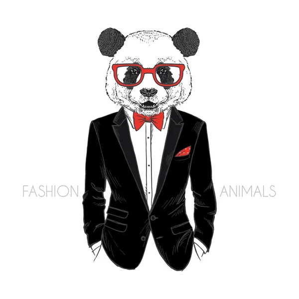 Panda fiú öltözött — Stock Vector